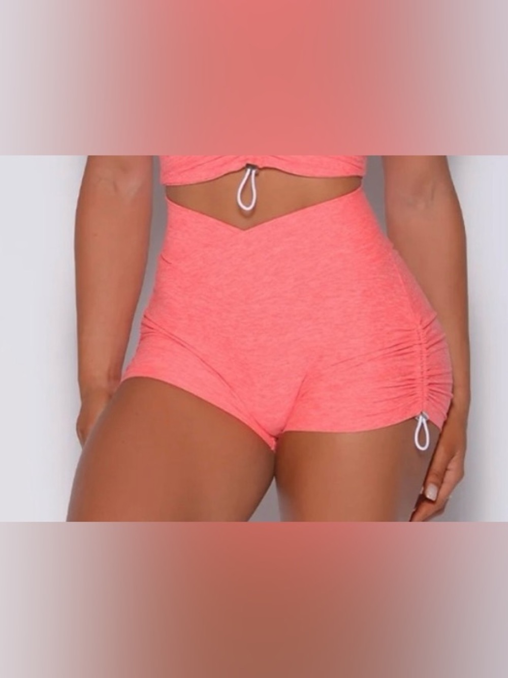 Bombshell Sportswear Coral Contour Scrunch Toggle Shorts